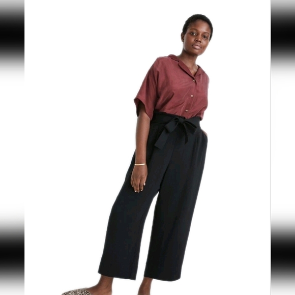 Madewell Womens Black Tie-Waist Huston Pull-On Crop Plus Size Minimalis Pants 3X - Picture 1 of 12